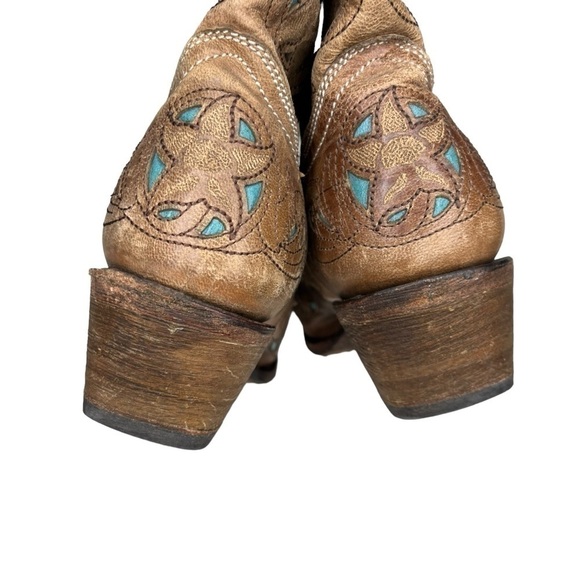 Vintage Corral Crater Turquoise Inlay studded laser cut western womens boot Sz 8 - Picture 5 of 9